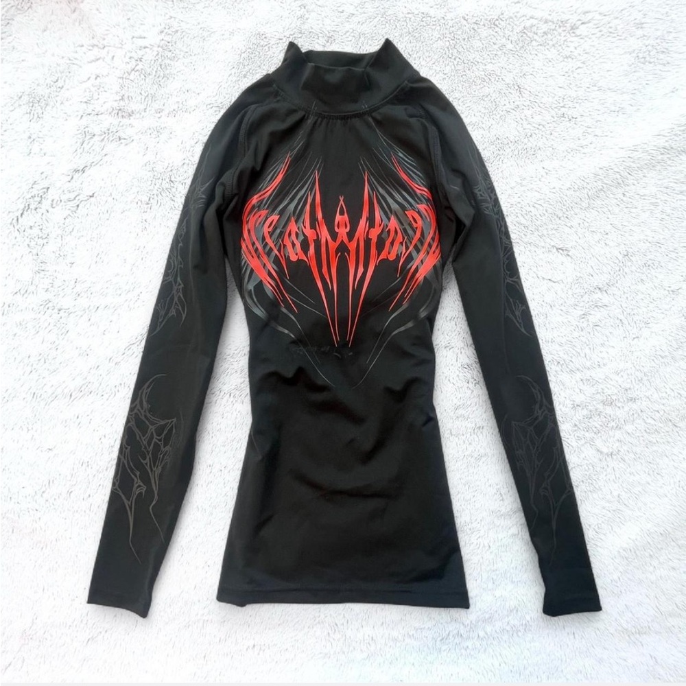 Breathe Divinity Black and Red Graphic Long Sleeve Top